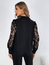 Contrast Lace Lantern Sleeve Shirt
